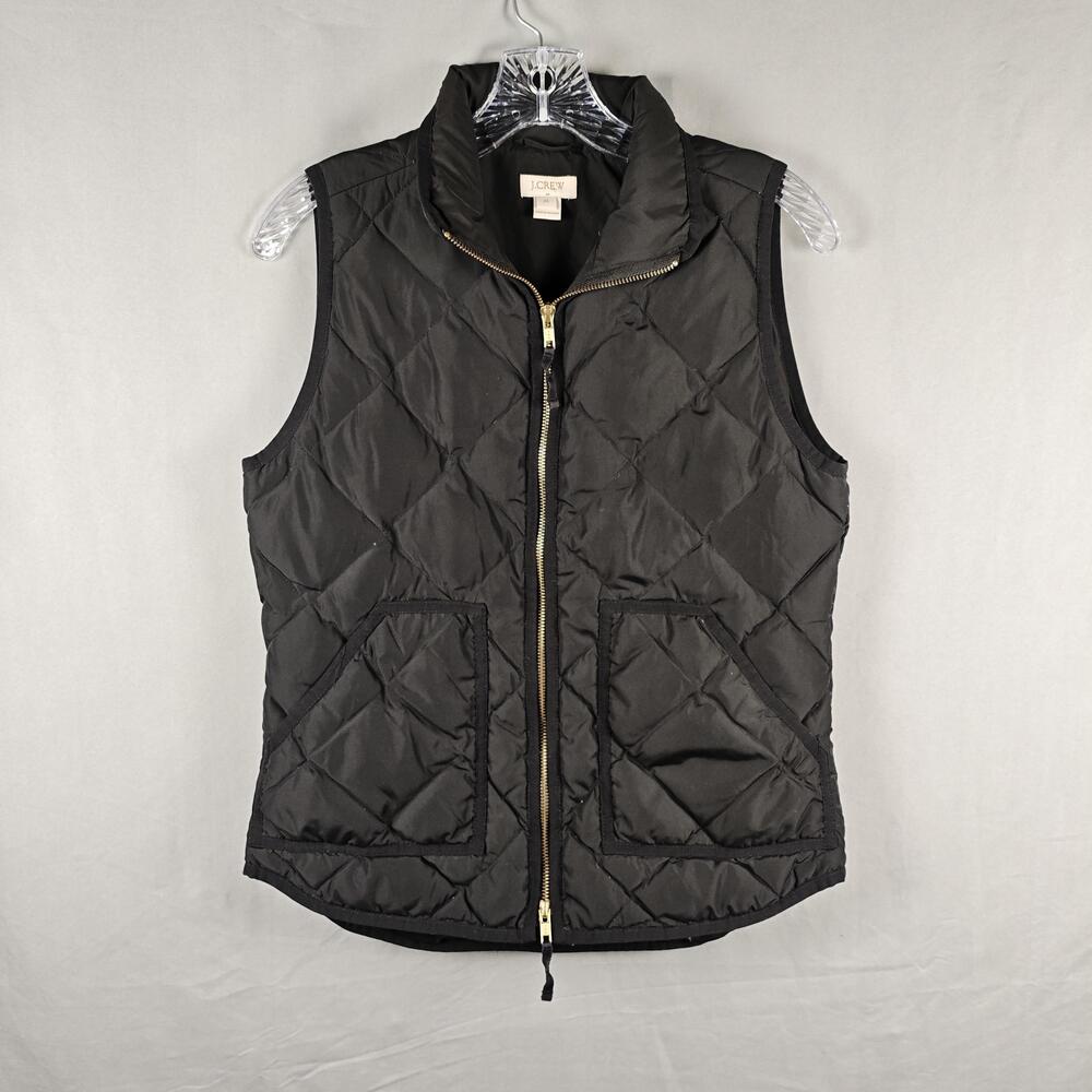 J.Crew Vest Womens XS Black Quilted Puffer Down Insulated Zip Pockets Warm